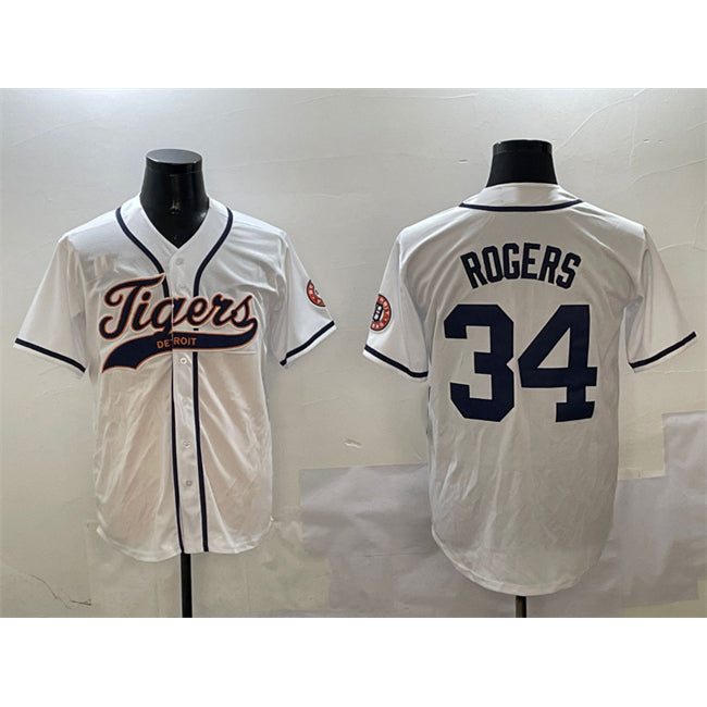 Detroit Tigers #34 Jake Rogers White MWATKINS With Patch Cool Base Stitched Jersey