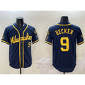 Milwaukee Brewers #9 Bob Uecker Navy MWATKINS With Home Patch Limited Stitched Jersey