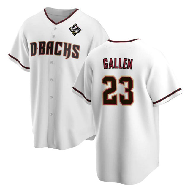 Arizona Diamondbacks #23 Zac Gallen White MWATKINS 2023 World Series Cool Base Stitched Jersey