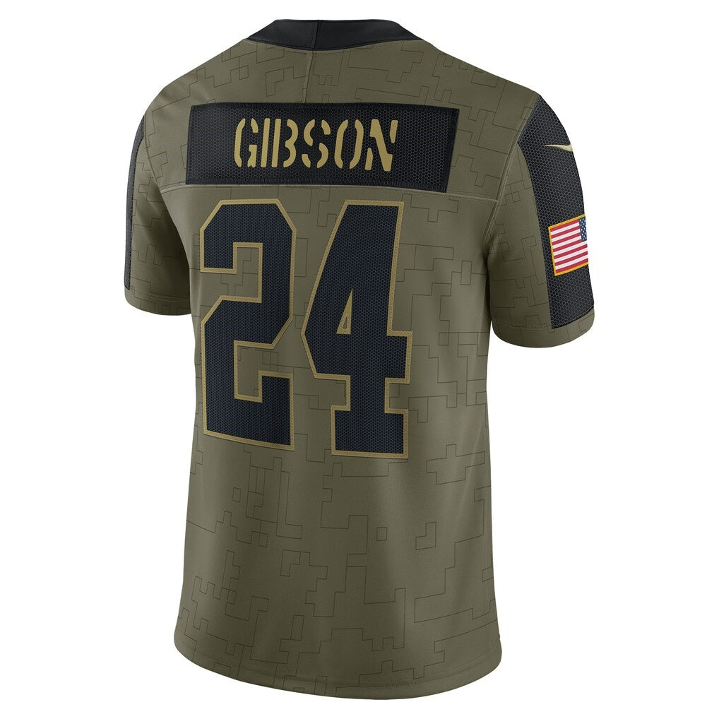 W.Football Team #24 Antonio Gibson Olive MWATKINS Salute To Service Limited Player Jersey