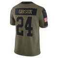 W.Football Team #24 Antonio Gibson Olive MWATKINS Salute To Service Limited Player Jersey