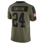 W.Football Team #24 Antonio Gibson Olive MWATKINS Salute To Service Limited Player Jersey
