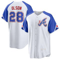 Atlanta Braves #28 Matt Olson White MWATKINS 2023 City Connect Cool Base Stitched Jersey