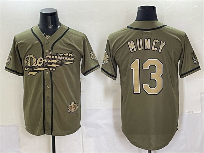 Los Angeles Dodgers #13 Max Muncy Olive MWATKINS 2026 Armed Forces Day Stitched Jersey