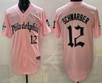 Philadelphia Phillies #12 Kyle Schwarber Pink MWATKINS Gothic Vapor Limited Stitched Jersey