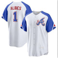 Atlanta Braves #1 Ozzie Albies White MWATKINS 2023 City Connect Cool Base Stitched Jersey