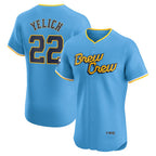 Milwaukee Brewers #22 Christian Yelich Powder Blue MWATKINS City Connect Elite Player Jersey