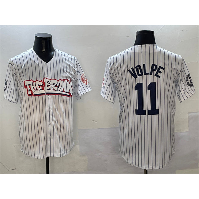 New York Yankees #11 Anthony Volpe White MWATKINS Bronx Graffiti Vapor Limited Stitched Jersey