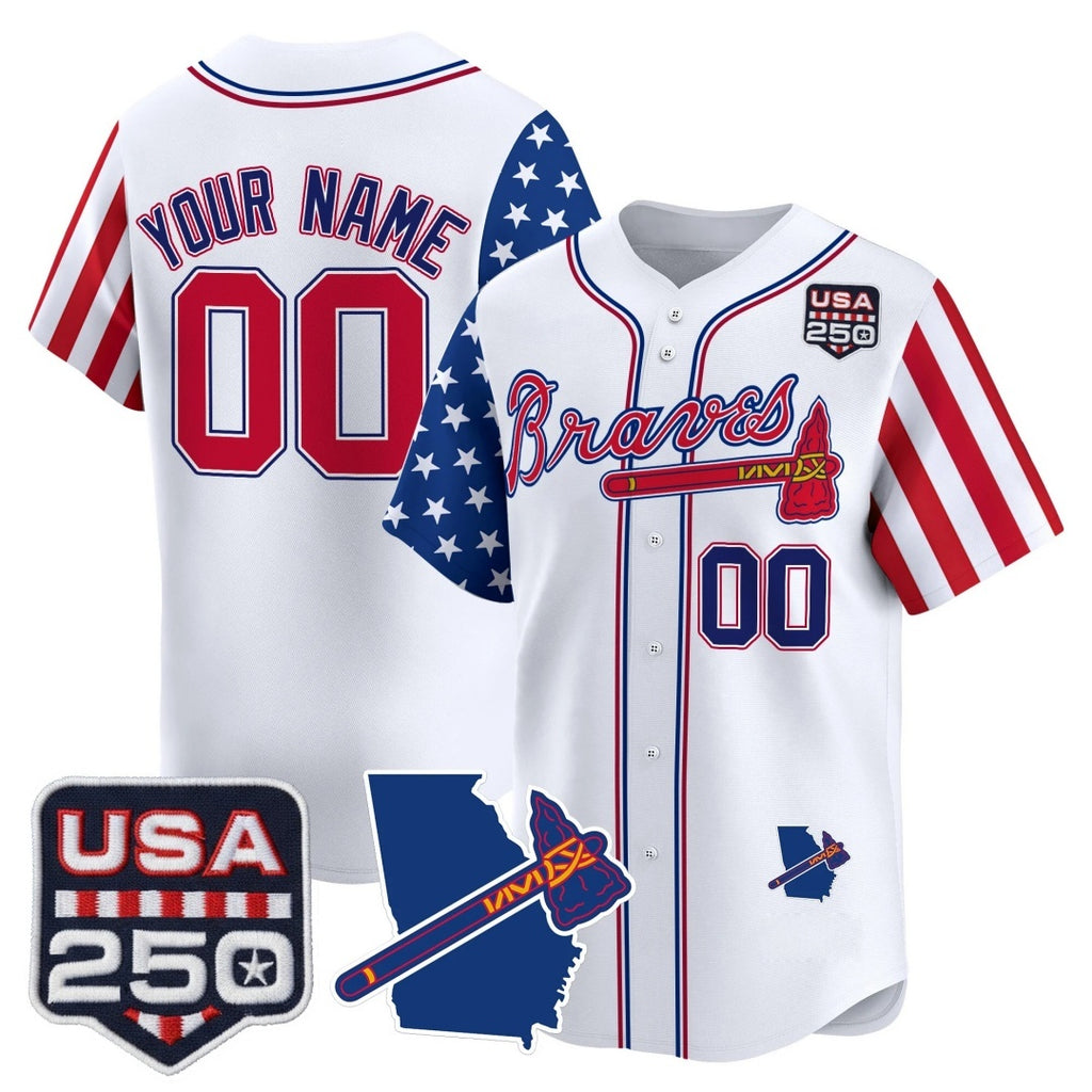 Custom Atlanta Braves America 250 Edition Vapor Premier Limited White MWATKINS Stitched Jerseys