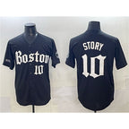 Boston Red Sox #10 Trevor Story Black MWATKINS Gothic Vapor Limited Stitched Jersey