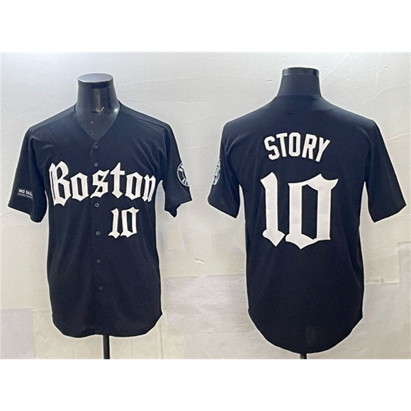 Boston Red Sox #10 Trevor Story Black MWATKINS Gothic Vapor Limited Stitched Jersey