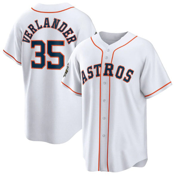 Houston Astros #35 Justin Verlander White MWATKINS 2022 World Series Home Stitched Jersey