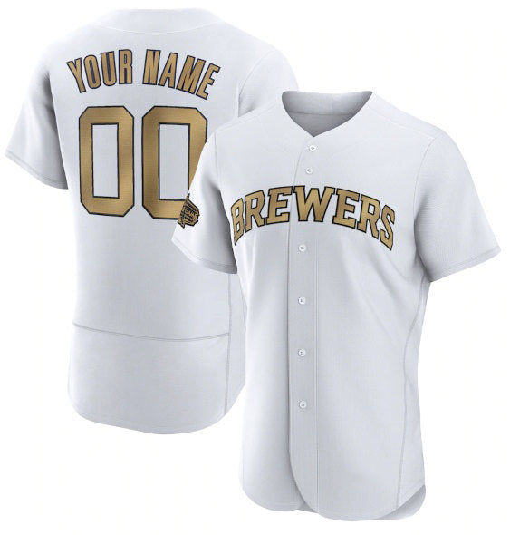 Custom Milwaukee Brewers Active Player White MWATKINS 2022 All-Star Flex Base Stitched Jersey 2