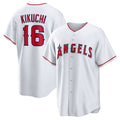 Los Angeles Angels #16 Yusei Kikuchi White MWATKINS Home Replica Jersey