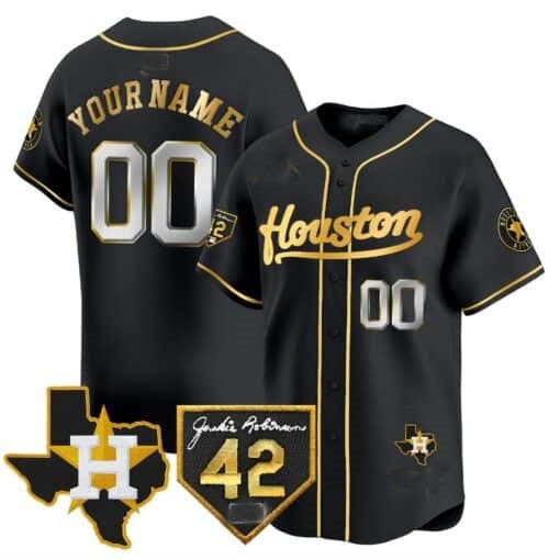 Custom Houston Astros 2024 Jackie Robinson Patch Vapor Premier Limited Jersey ¨C All Stitched-Black MWATKINS