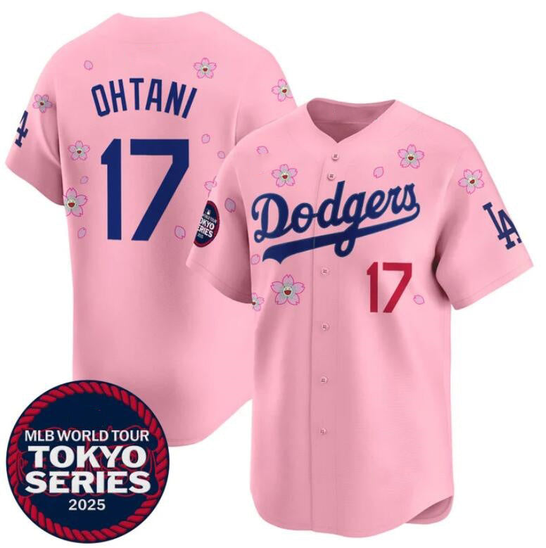 Los Angeles Dodgers #17 Shohei Ohtani Pink MWATKINS 2025 Tokyo Series Limited Stitched Jersey