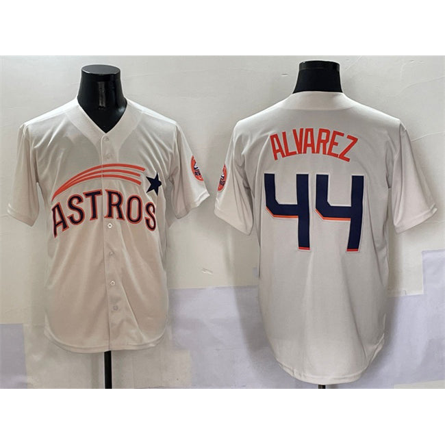 Houston Astros #44 Yordan Alvarez Cream MWATKINS Throwback Cooperstown Collection Limited Stitched Jersey