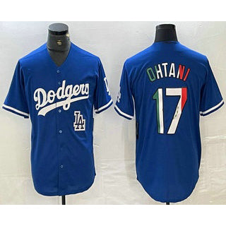 Los Angeles Dodgers #17 Shohei Ohtani Mexico Blue MWATKINS Cool Base Stitched Jersey 2