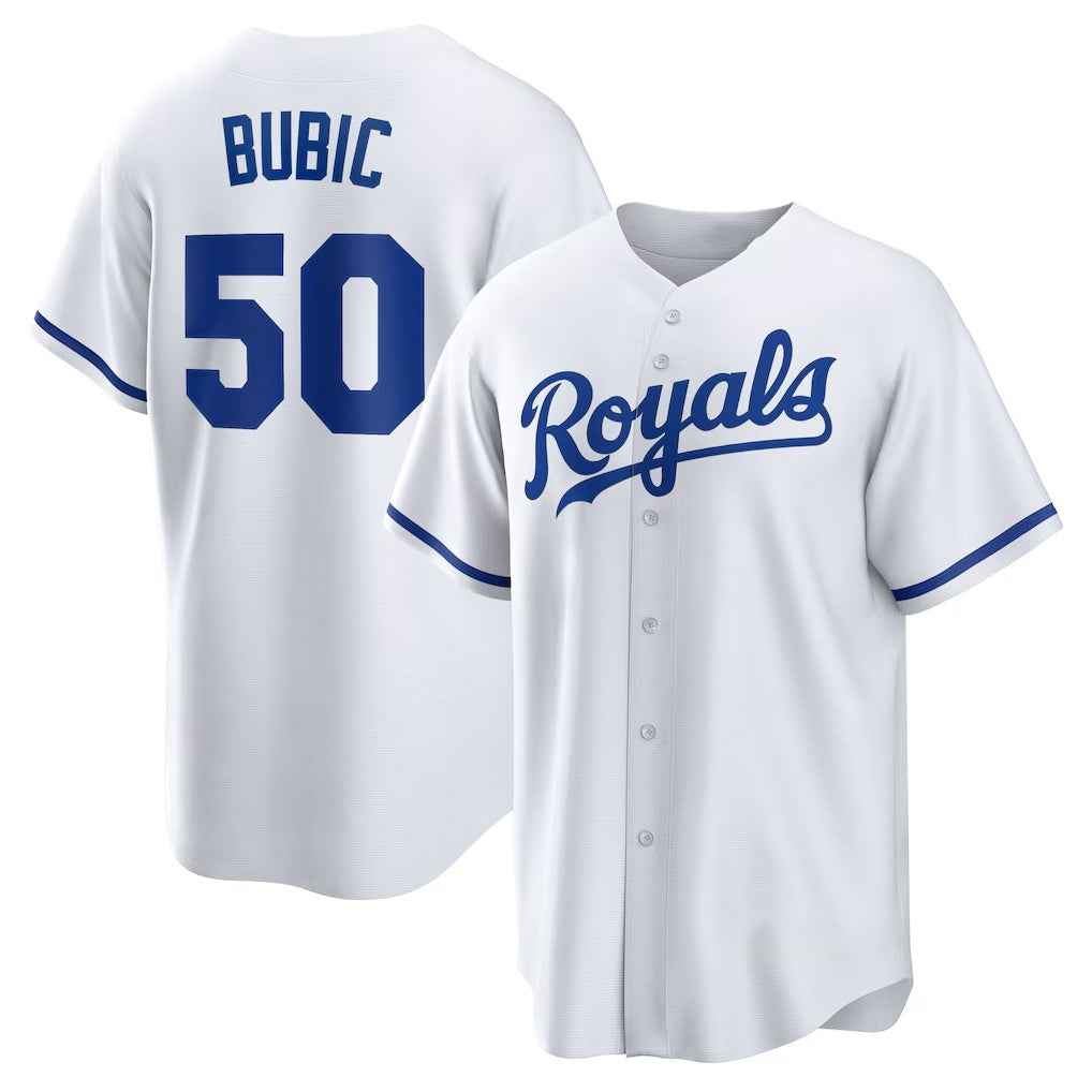 Kansas City Royals #50 Kris Bubic MWATKINS White Home Replica Jersey