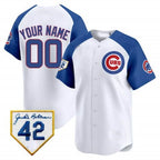 Custom Chicago Cubs 2024 Jackie Robinson Patch Vapor Premier Limited Jersey V2 ¨C White Royal MWATKINS