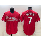 Philadelphia Phillies #7 Trea Turner Red MWATKINS Cool Base Stitched Jersey