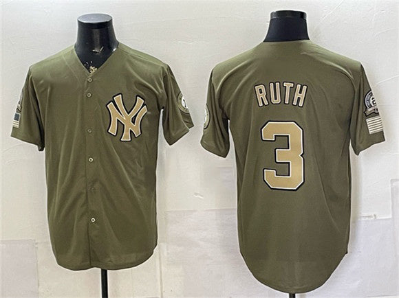 New York Yankees #3 Babe Ruth Olive MWATKINS 2026 Armed Forces Day Stitched Jersey