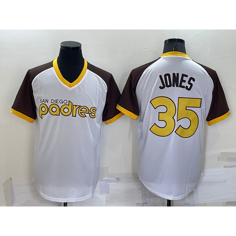 San Diego Padres #35 Randy Jones White MWATKINS Stitched Cooperstown Cool Base Jersey