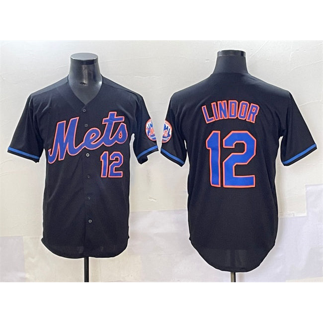 New York Mets #12 Francisco Lindor Black MWATKINS Alternate Limited Stitched Jersey