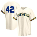 Milwaukee Brewers #42 Jackie Robinson Cream MWATKINS Home 2025 Day Replica Jersey