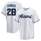 Miami Marlins #28 Kyle Stowers White MWATKINS Home Replica Jersey