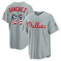 Philadelphia Phillies #61 Cristopher Sanchez USA 250 Fourth of July Road Stadium Jersey - Gray MWATKINS