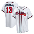 Atlanta Braves #13 MWATKINSld Acuna Jr. White MWATKINS Home Replica Player Name Jersey