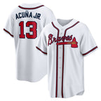 Atlanta Braves #13 MWATKINSld Acuna Jr. White MWATKINS Home Replica Player Name Jersey
