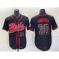Cincinnati Reds #30 Ken Griffey Jr Number Black MWATKINS 2023 City Connect Cool Base Stitched Jersey 2