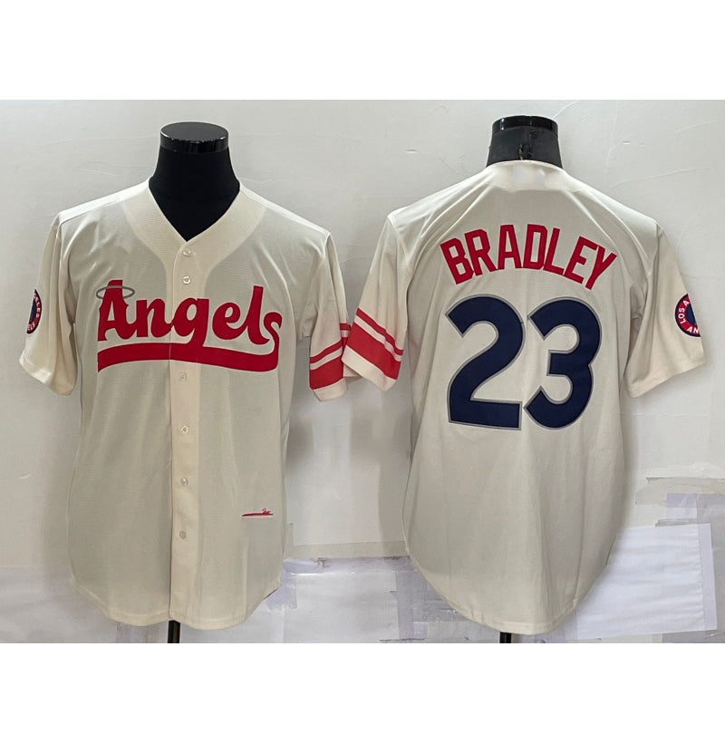 Los Angeles Angels #23 Archie Bradley Cream MWATKINS 2022 City Connect Cool Base Stitched Jersey