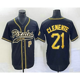 Pittsburgh Pirates #21 Roberto Clemente Number Black MWATKINS Cool Base Stitched Jersey 1