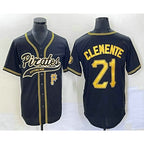Pittsburgh Pirates #21 Roberto Clemente Number Black MWATKINS Cool Base Stitched Jersey 1
