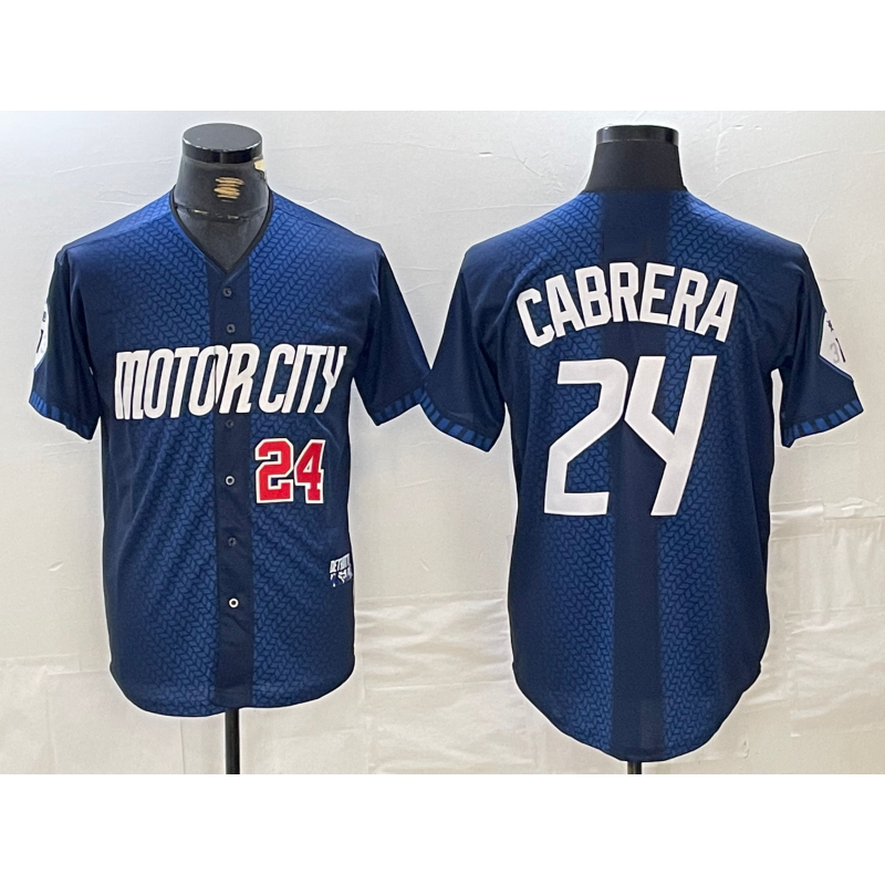 Detroit Tigers #24 Miguel Cabrera Number Navy MWATKINS 2024 City Connect Cool Base Limited Stitched Jersey