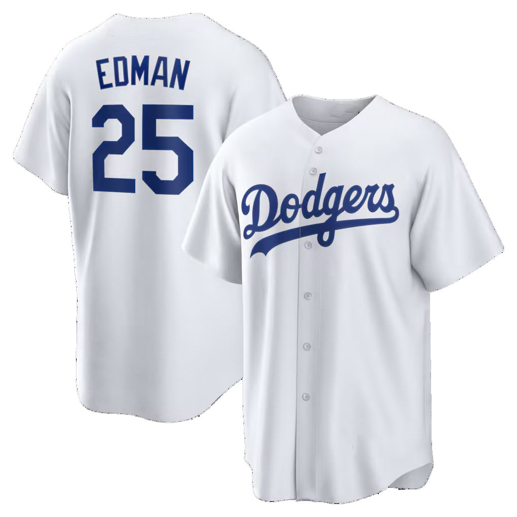 Los Angeles Dodgers #25 Tommy Edman White MWATKINS Home Replica Jersey