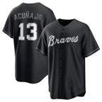 Atlanta Braves #13 MWATKINSld Acuna Jr. Black MWATKINS Lights Out Limited Stitched Jersey
