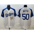 Los Angeles Dodgers #50 Mookie Betts Number White Blue MWATKINS Fashion Stitched Cool Base Limited Jersey 3