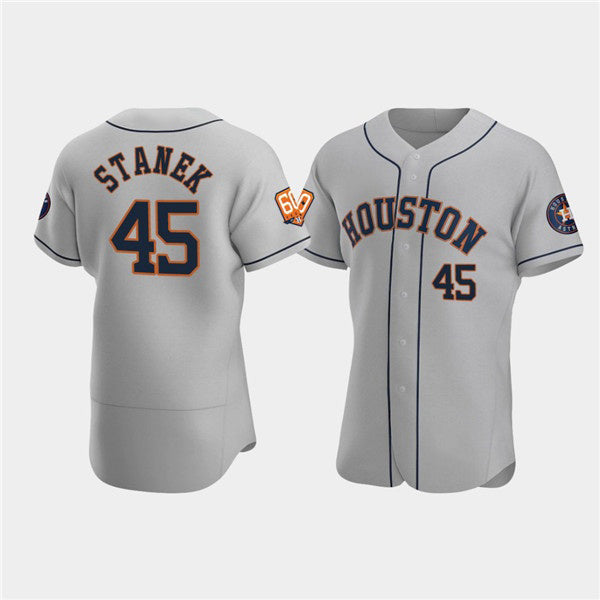 Houston Astros #45 Ryne Stanek Gray MWATKINS 60th Anniversary Flex Base Stitched Jersey