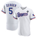 Texas Rangers #5 Corey Seager White MWATKINS 2023 World Series Flex Base Stitched Jersey