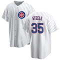 Chicago Cubs #35 Justin Steele Home White MWATKINS Cool Base Jersey