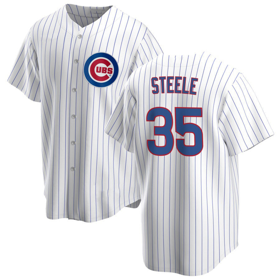 Chicago Cubs #35 Justin Steele Home White MWATKINS Cool Base Jersey