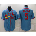 St. Louis Cardinals #5 Albert Pujols Light Blue MWATKINS Stitched Cool Base Jersey