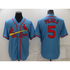 St. Louis Cardinals #5 Albert Pujols Light Blue MWATKINS Stitched Cool Base Jersey