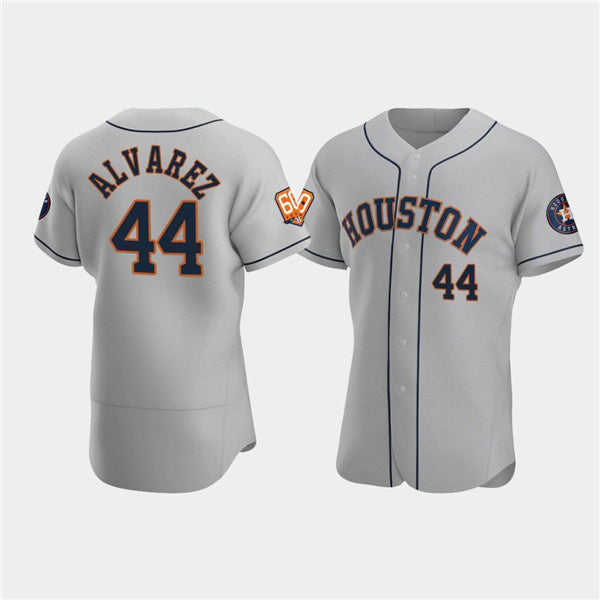 Houston Astros #44 Yordan Alvarez Gray MWATKINS 60th Anniversary Flex Base Stitched Jersey