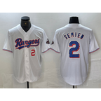 Texas Rangers #2 Marcus Semien Number White MWATKINS 2023 World Series Champions Cool Base Jerseys