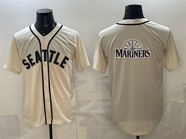 Seattle Mariners Team Big Logo Cream MWATKINS Alternate Stitched Jersey